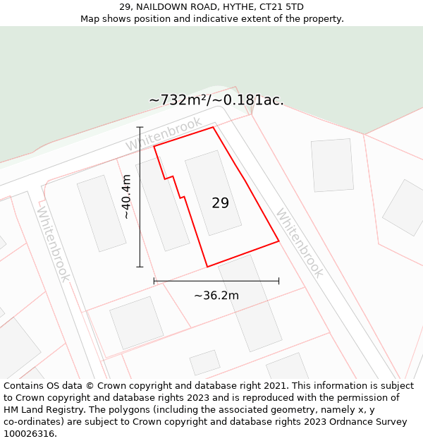 29, NAILDOWN ROAD, HYTHE, CT21 5TD: Plot and title map