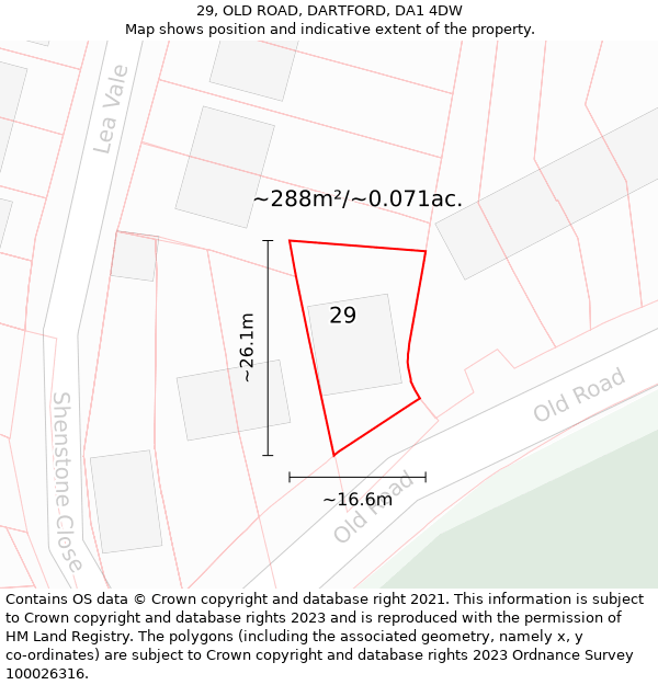 29, OLD ROAD, DARTFORD, DA1 4DW: Plot and title map