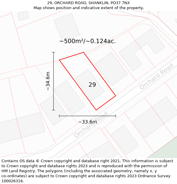 29, ORCHARD ROAD, SHANKLIN, PO37 7NX: Plot and title map