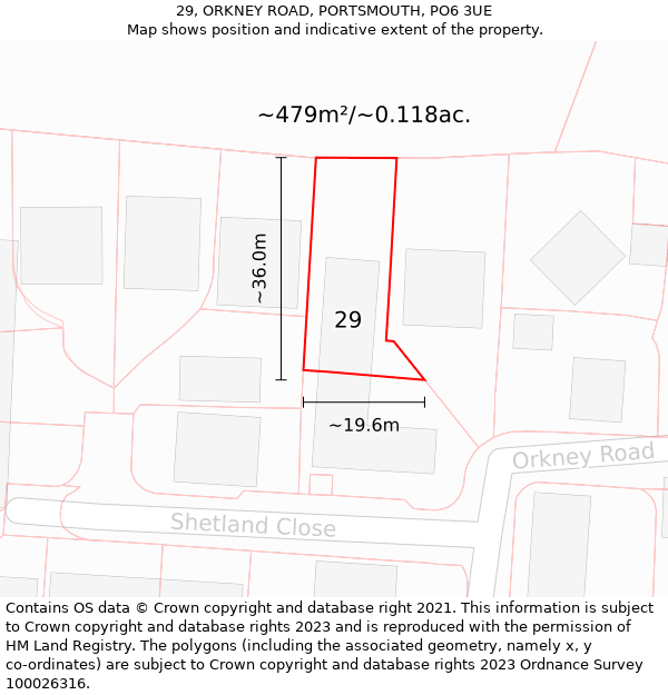 29, ORKNEY ROAD, PORTSMOUTH, PO6 3UE: Plot and title map