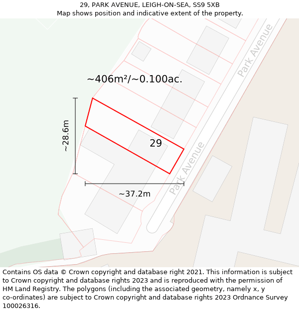 29, PARK AVENUE, LEIGH-ON-SEA, SS9 5XB: Plot and title map