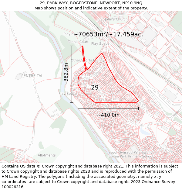 29, PARK WAY, ROGERSTONE, NEWPORT, NP10 9NQ: Plot and title map