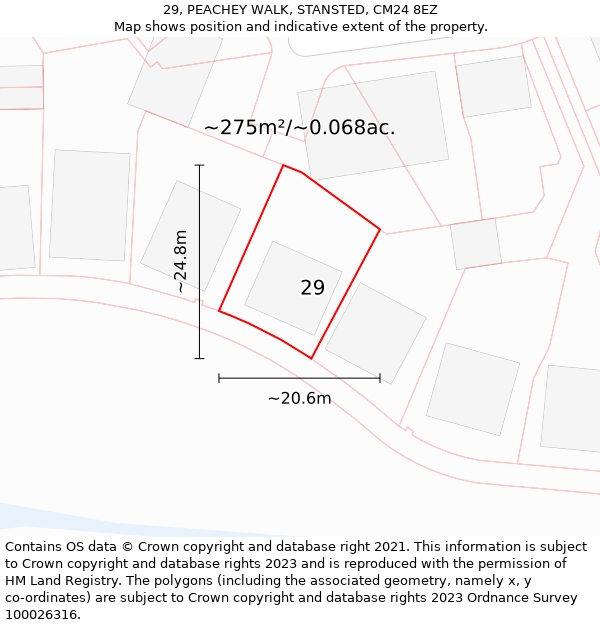 29, PEACHEY WALK, STANSTED, CM24 8EZ: Plot and title map