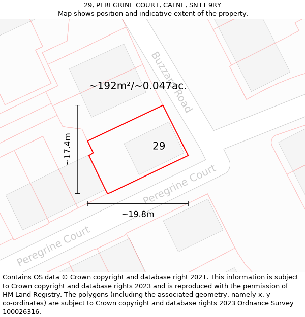 29, PEREGRINE COURT, CALNE, SN11 9RY: Plot and title map