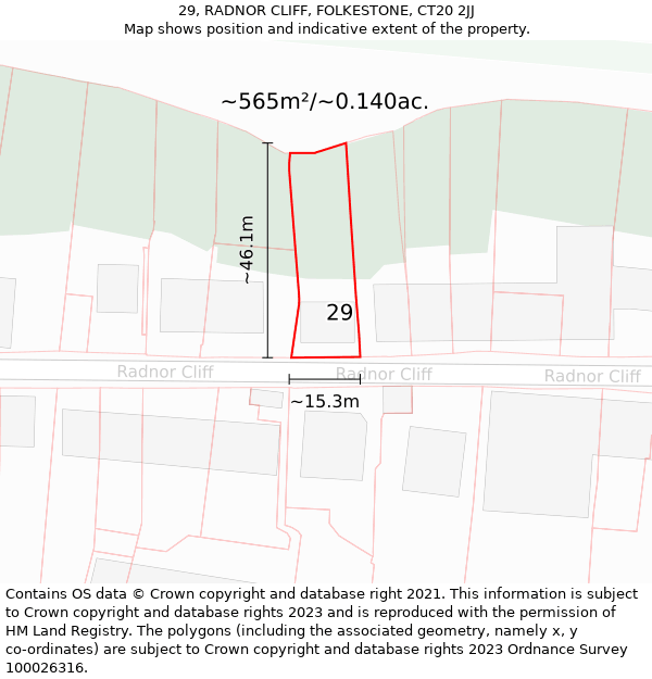 29, RADNOR CLIFF, FOLKESTONE, CT20 2JJ: Plot and title map