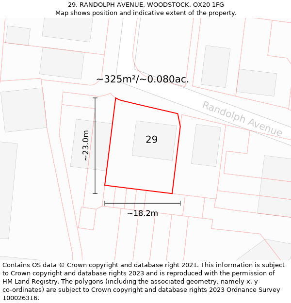 29, RANDOLPH AVENUE, WOODSTOCK, OX20 1FG: Plot and title map