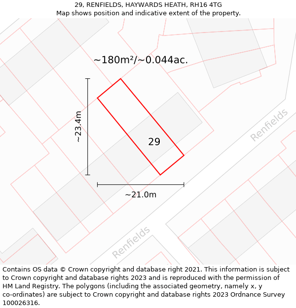 29, RENFIELDS, HAYWARDS HEATH, RH16 4TG: Plot and title map