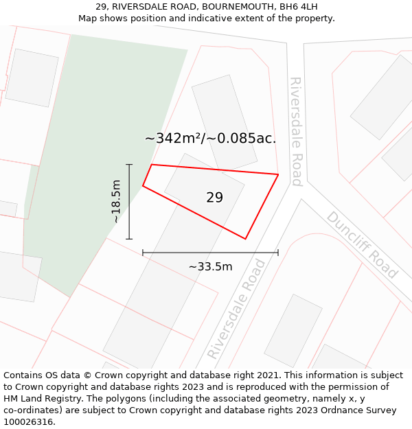 29, RIVERSDALE ROAD, BOURNEMOUTH, BH6 4LH: Plot and title map