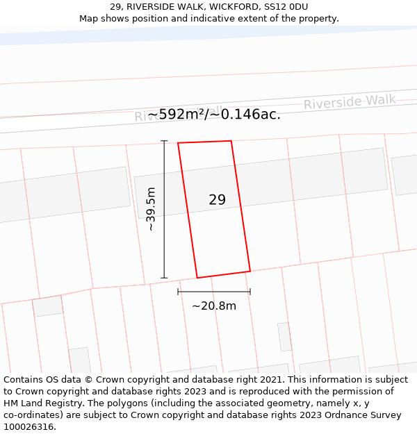 29, RIVERSIDE WALK, WICKFORD, SS12 0DU: Plot and title map