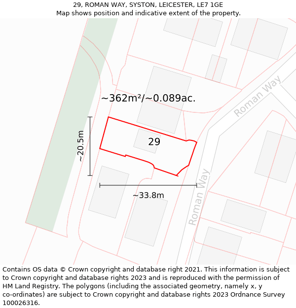 29, ROMAN WAY, SYSTON, LEICESTER, LE7 1GE: Plot and title map