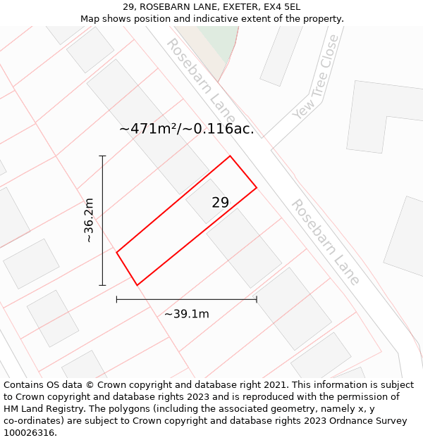 29, ROSEBARN LANE, EXETER, EX4 5EL: Plot and title map