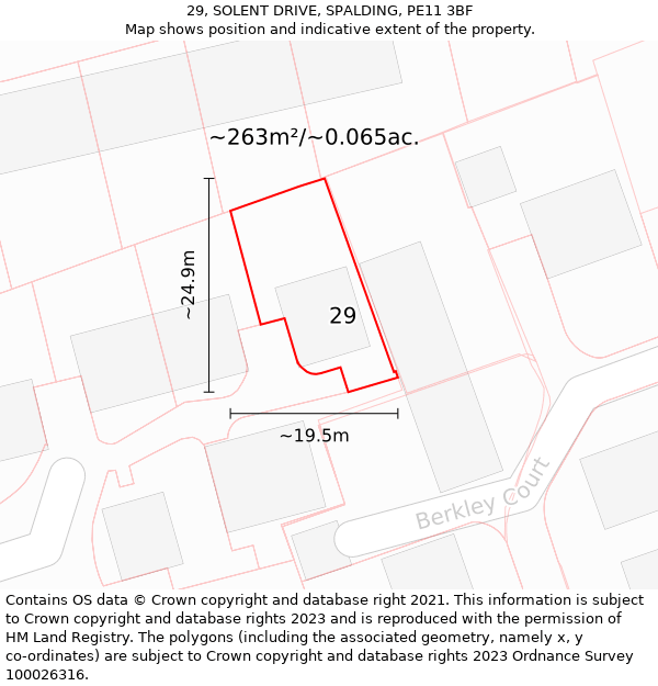 29, SOLENT DRIVE, SPALDING, PE11 3BF: Plot and title map