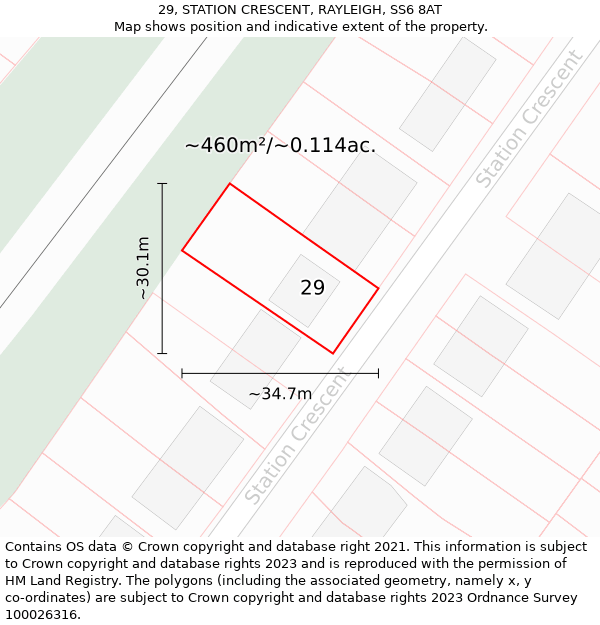 29, STATION CRESCENT, RAYLEIGH, SS6 8AT: Plot and title map