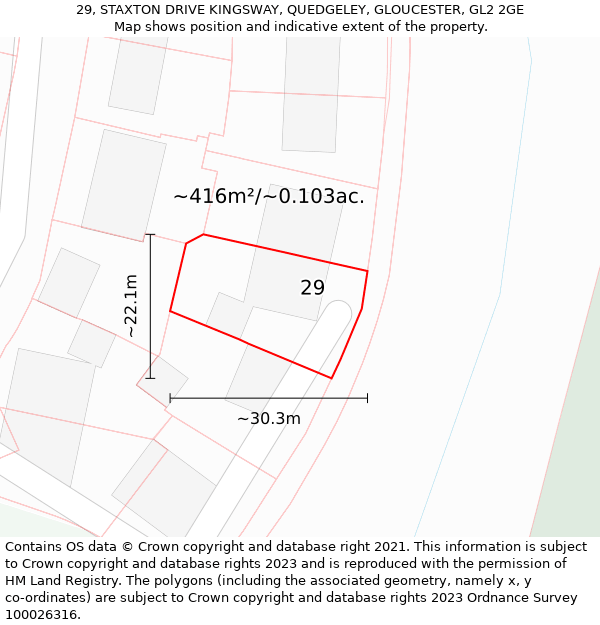 29, STAXTON DRIVE KINGSWAY, QUEDGELEY, GLOUCESTER, GL2 2GE: Plot and title map