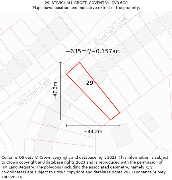 29, STIVICHALL CROFT, COVENTRY, CV3 6GP: Plot and title map