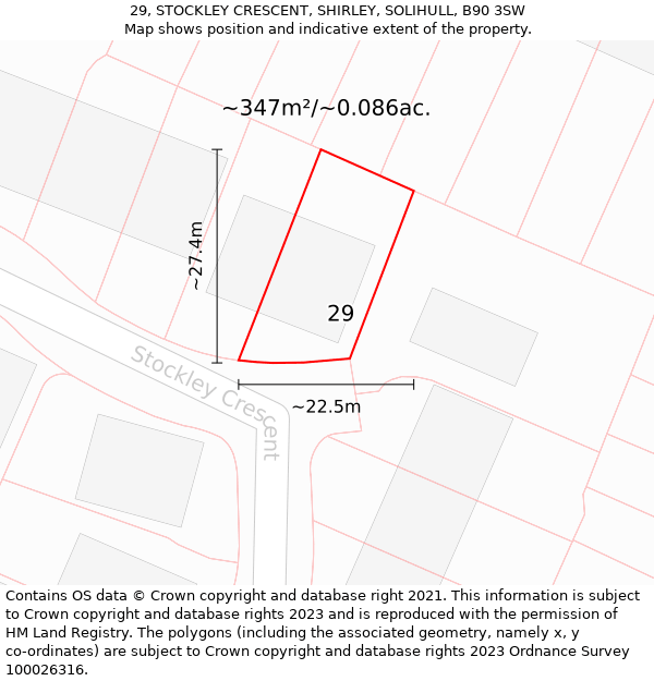 29, STOCKLEY CRESCENT, SHIRLEY, SOLIHULL, B90 3SW: Plot and title map