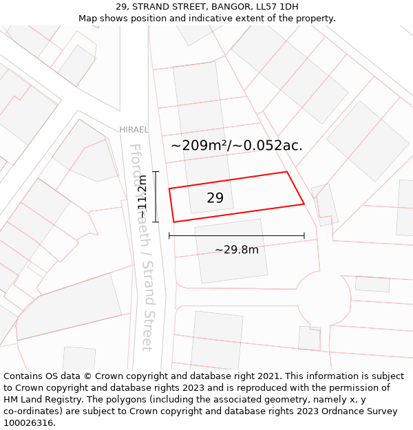 29, STRAND STREET, BANGOR, LL57 1DH: Plot and title map