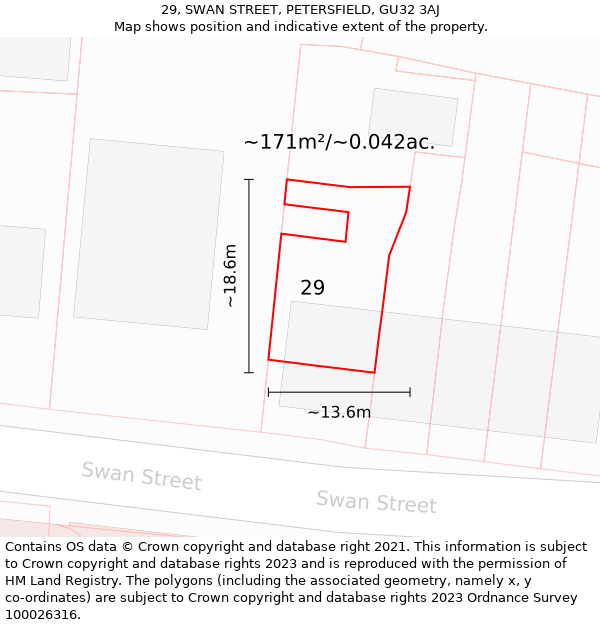 29, SWAN STREET, PETERSFIELD, GU32 3AJ: Plot and title map