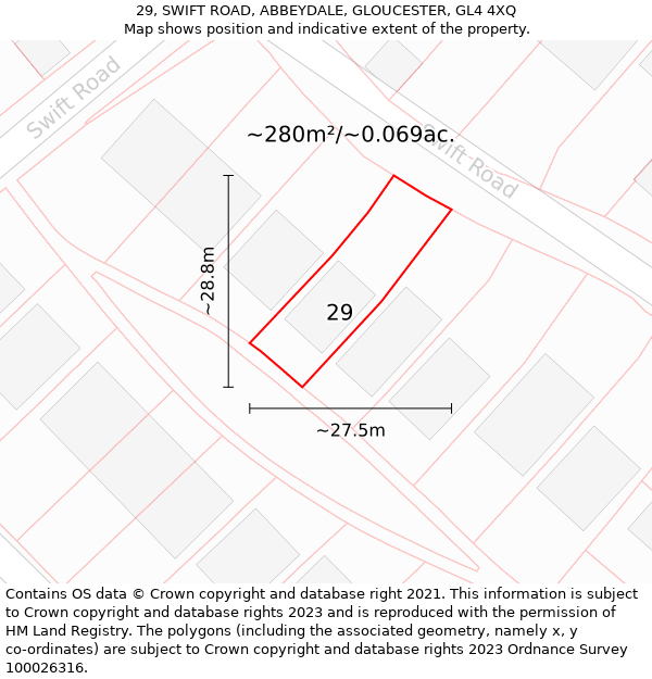 29, SWIFT ROAD, ABBEYDALE, GLOUCESTER, GL4 4XQ: Plot and title map