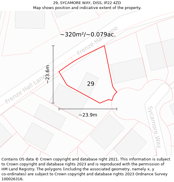 29, SYCAMORE WAY, DISS, IP22 4ZD: Plot and title map