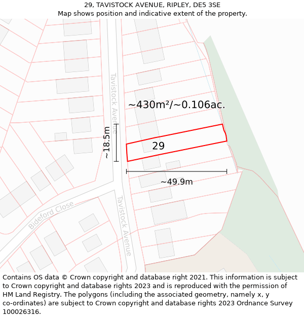 29, TAVISTOCK AVENUE, RIPLEY, DE5 3SE: Plot and title map