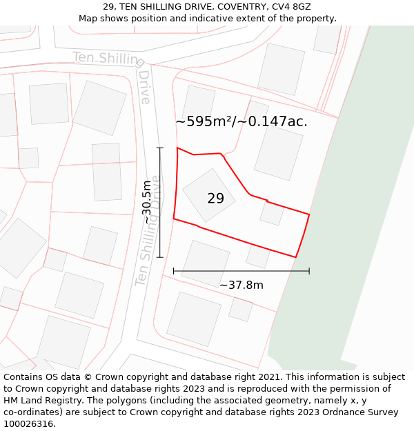 29, TEN SHILLING DRIVE, COVENTRY, CV4 8GZ: Plot and title map