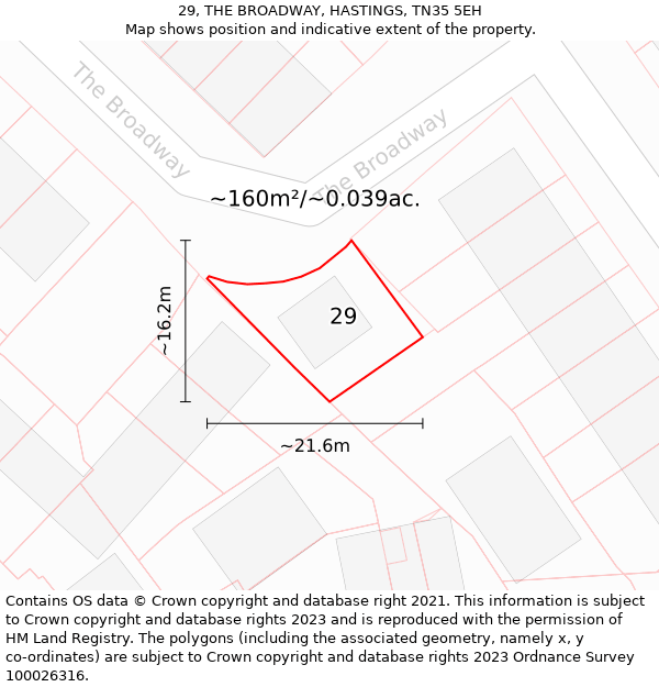 29, THE BROADWAY, HASTINGS, TN35 5EH: Plot and title map