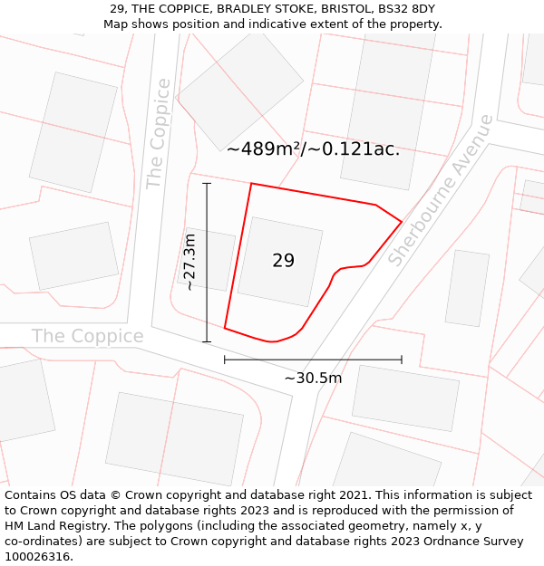 29, THE COPPICE, BRADLEY STOKE, BRISTOL, BS32 8DY: Plot and title map