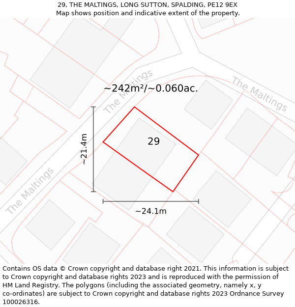 29, THE MALTINGS, LONG SUTTON, SPALDING, PE12 9EX: Plot and title map