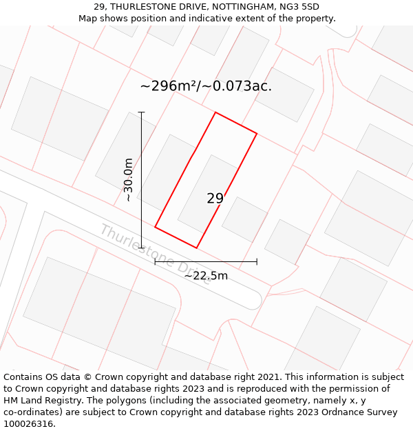 29, THURLESTONE DRIVE, NOTTINGHAM, NG3 5SD: Plot and title map