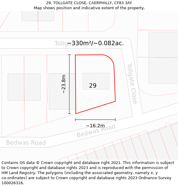 29, TOLLGATE CLOSE, CAERPHILLY, CF83 3AY: Plot and title map