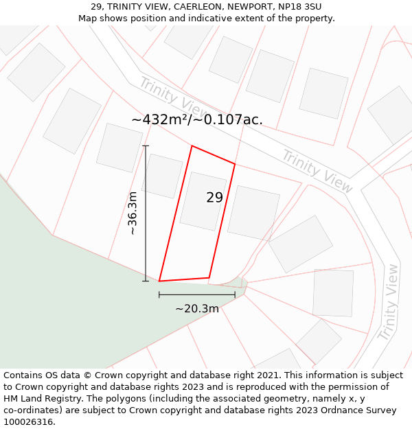 29, TRINITY VIEW, CAERLEON, NEWPORT, NP18 3SU: Plot and title map