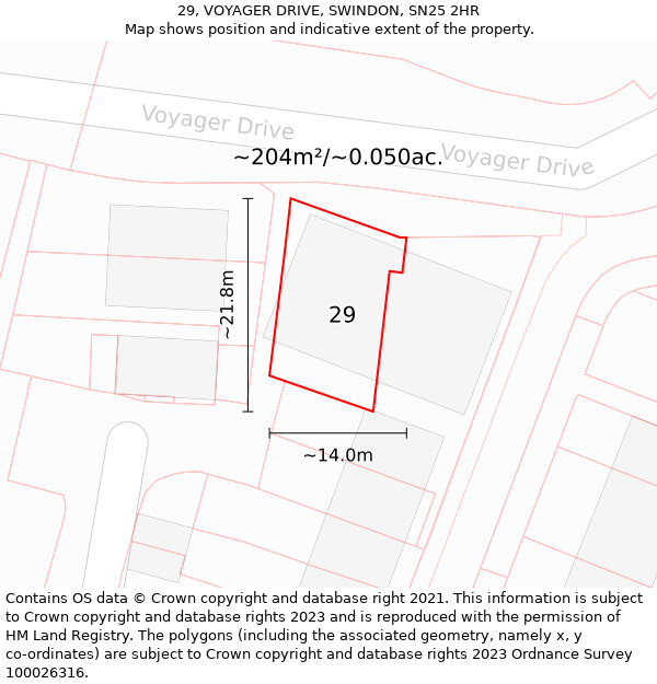 29, VOYAGER DRIVE, SWINDON, SN25 2HR: Plot and title map