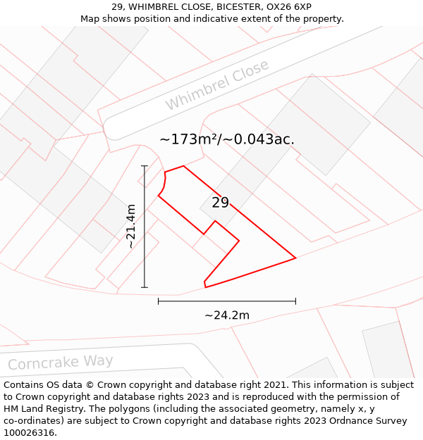 29, WHIMBREL CLOSE, BICESTER, OX26 6XP: Plot and title map