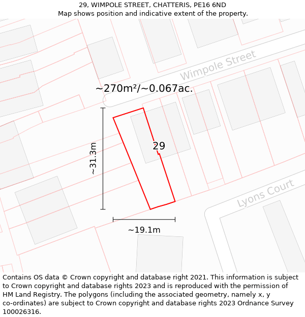 29, WIMPOLE STREET, CHATTERIS, PE16 6ND: Plot and title map