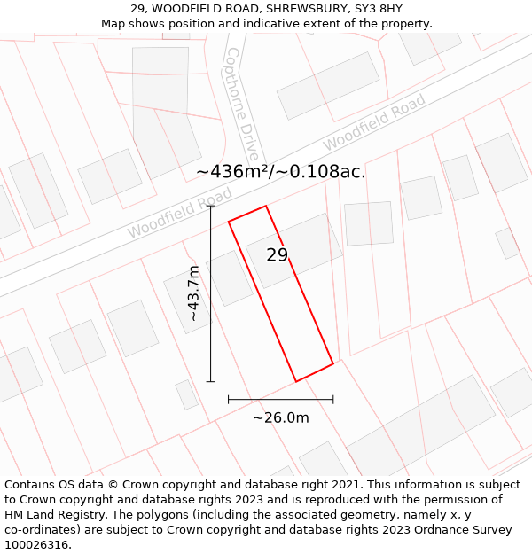 29, WOODFIELD ROAD, SHREWSBURY, SY3 8HY: Plot and title map