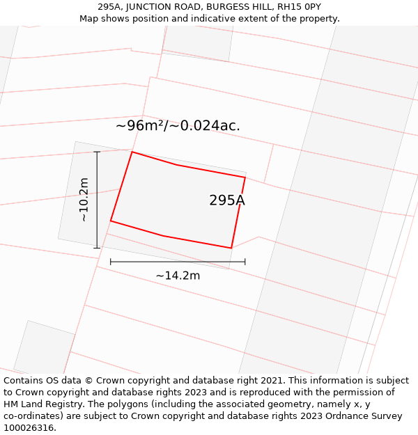 295A, JUNCTION ROAD, BURGESS HILL, RH15 0PY: Plot and title map