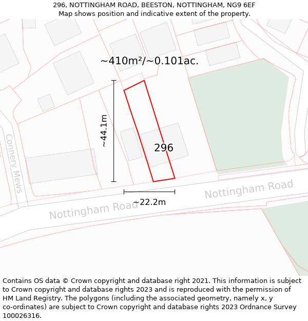 296, NOTTINGHAM ROAD, BEESTON, NOTTINGHAM, NG9 6EF: Plot and title map