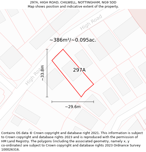 297A, HIGH ROAD, CHILWELL, NOTTINGHAM, NG9 5DD: Plot and title map