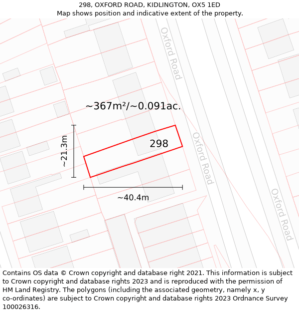 298, OXFORD ROAD, KIDLINGTON, OX5 1ED: Plot and title map