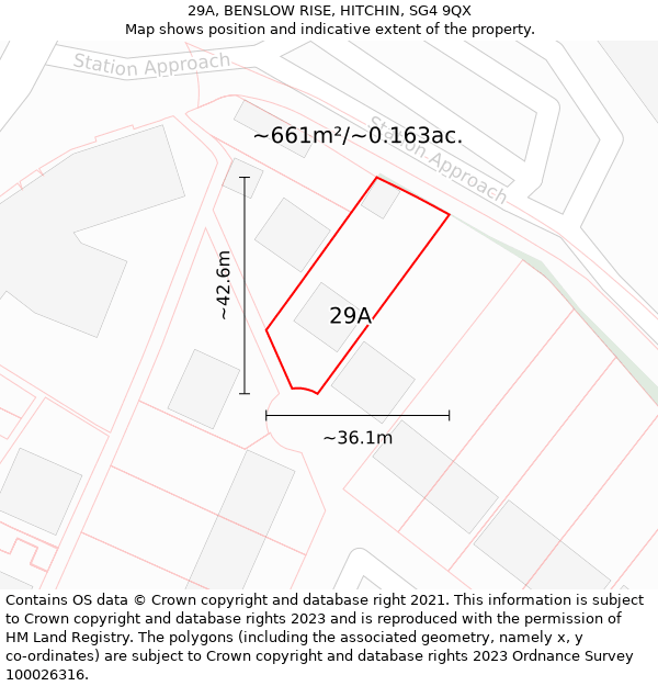 29A, BENSLOW RISE, HITCHIN, SG4 9QX: Plot and title map