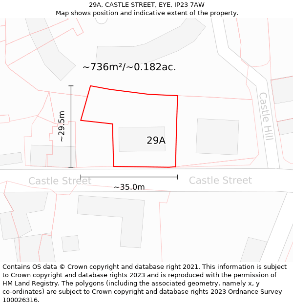 29A, CASTLE STREET, EYE, IP23 7AW: Plot and title map