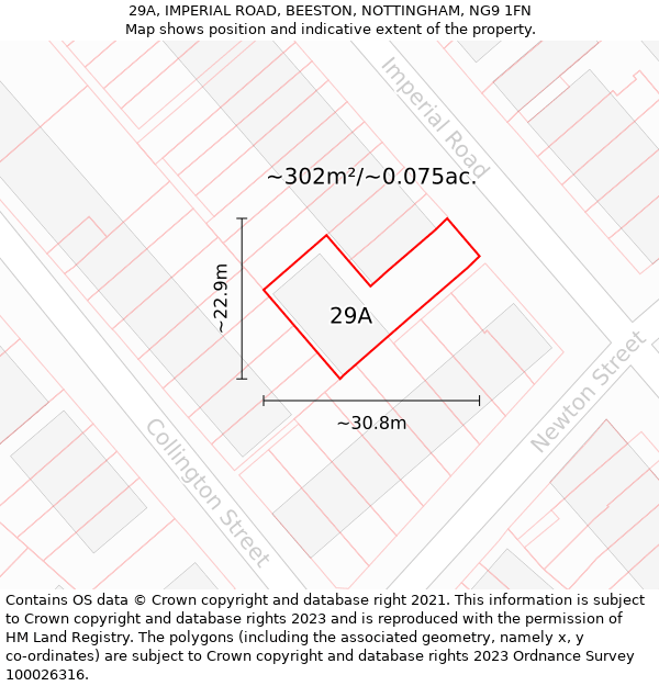 29A, IMPERIAL ROAD, BEESTON, NOTTINGHAM, NG9 1FN: Plot and title map