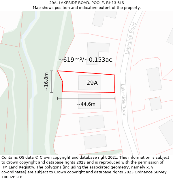 29A, LAKESIDE ROAD, POOLE, BH13 6LS: Plot and title map