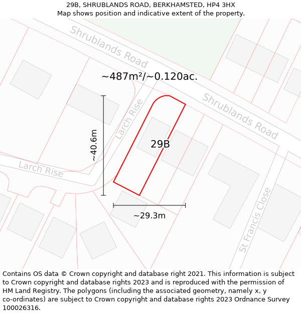 29B, SHRUBLANDS ROAD, BERKHAMSTED, HP4 3HX: Plot and title map