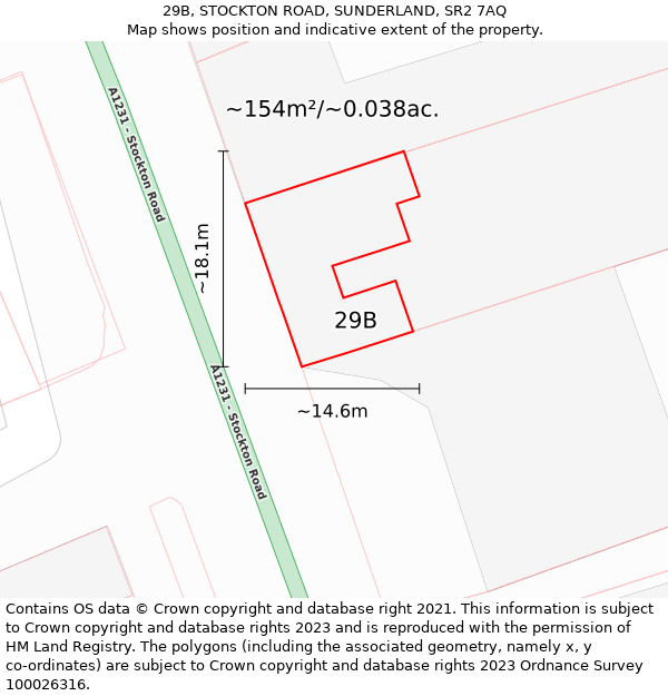 29B, STOCKTON ROAD, SUNDERLAND, SR2 7AQ: Plot and title map