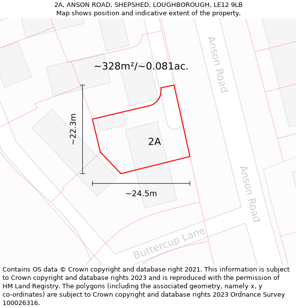 2A, ANSON ROAD, SHEPSHED, LOUGHBOROUGH, LE12 9LB: Plot and title map