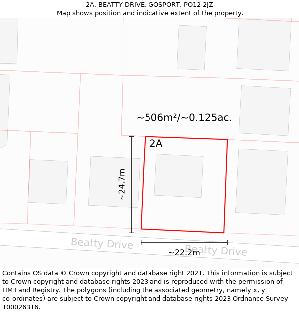 2A, BEATTY DRIVE, GOSPORT, PO12 2JZ: Plot and title map