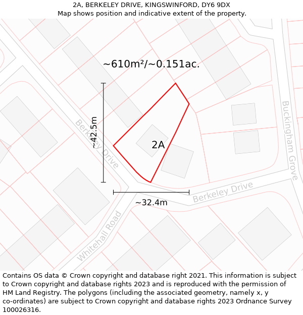 2A, BERKELEY DRIVE, KINGSWINFORD, DY6 9DX: Plot and title map