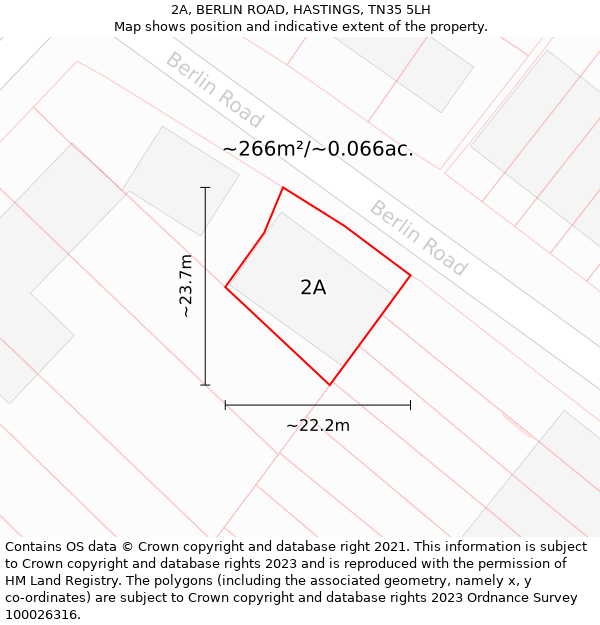 2A, BERLIN ROAD, HASTINGS, TN35 5LH: Plot and title map